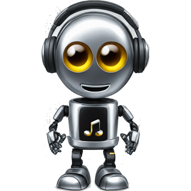 evil chrome robot listening to music emoji