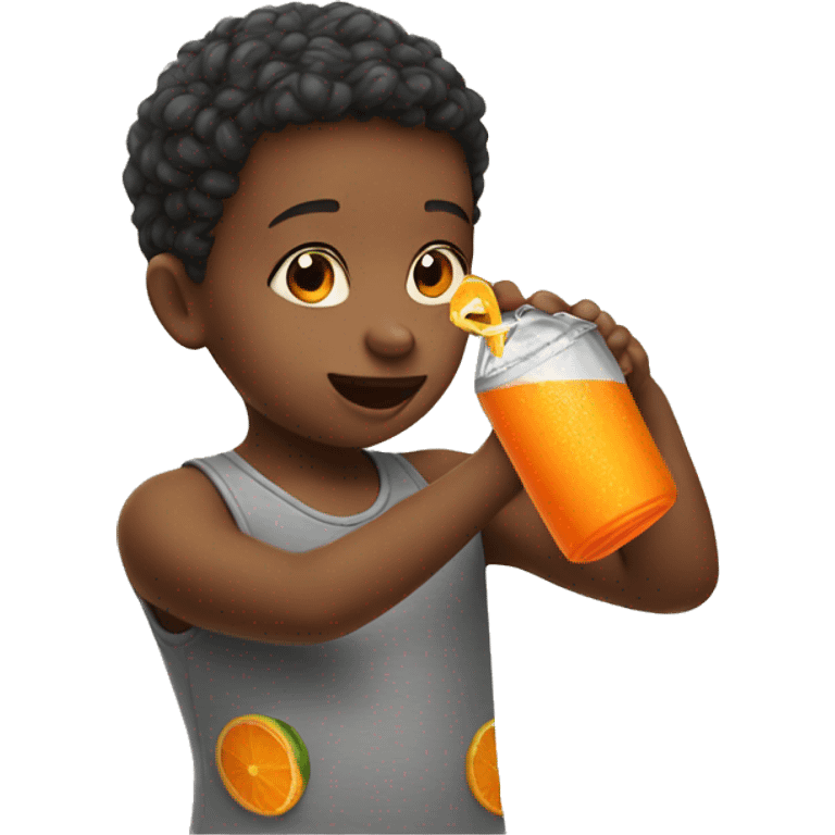 Child sipping orange soda emoji