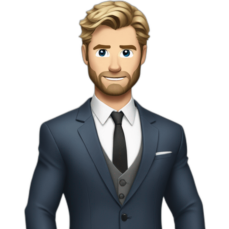 chris-hemsworth cartoon wearing suit emoji