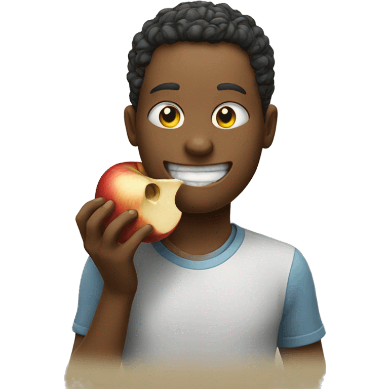 Smiley eating an apple emoji