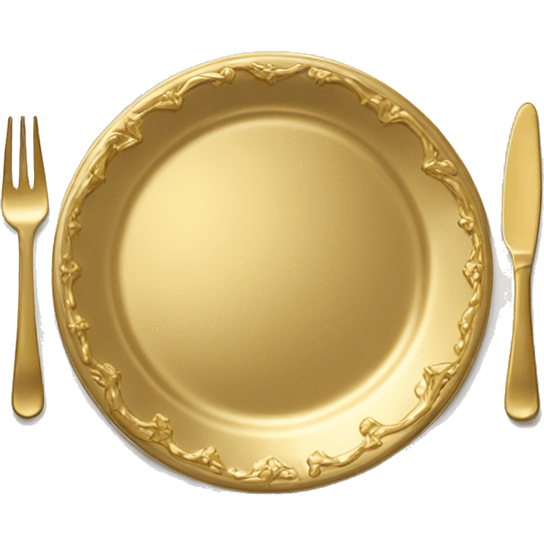 Realistic laying flat empty gold christmas charger plate. emoji