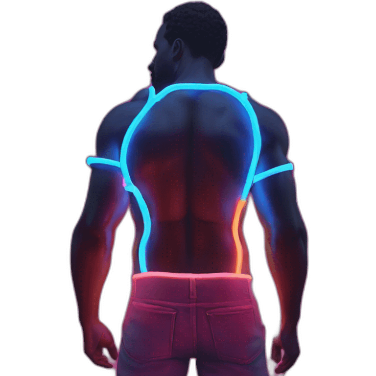 Juicy booty neon sign style man emoji