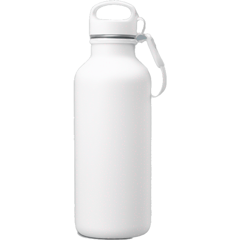 white water bottle with white lid, white handle strap emoji