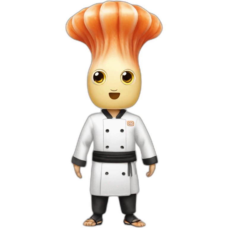 Squid wearing sushi chef outfit emoji