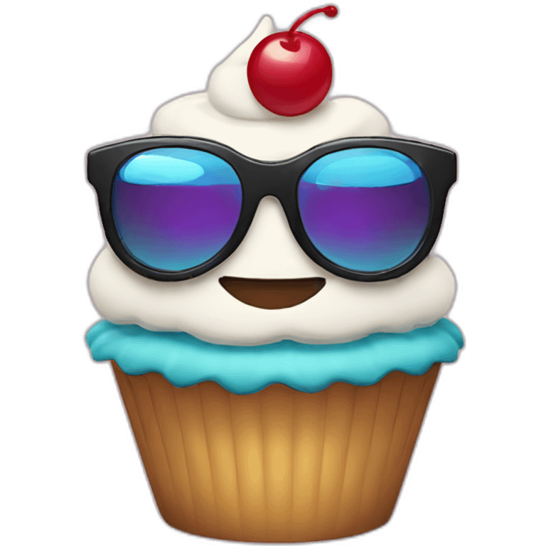 cupcake with cool pixel glasses emoji