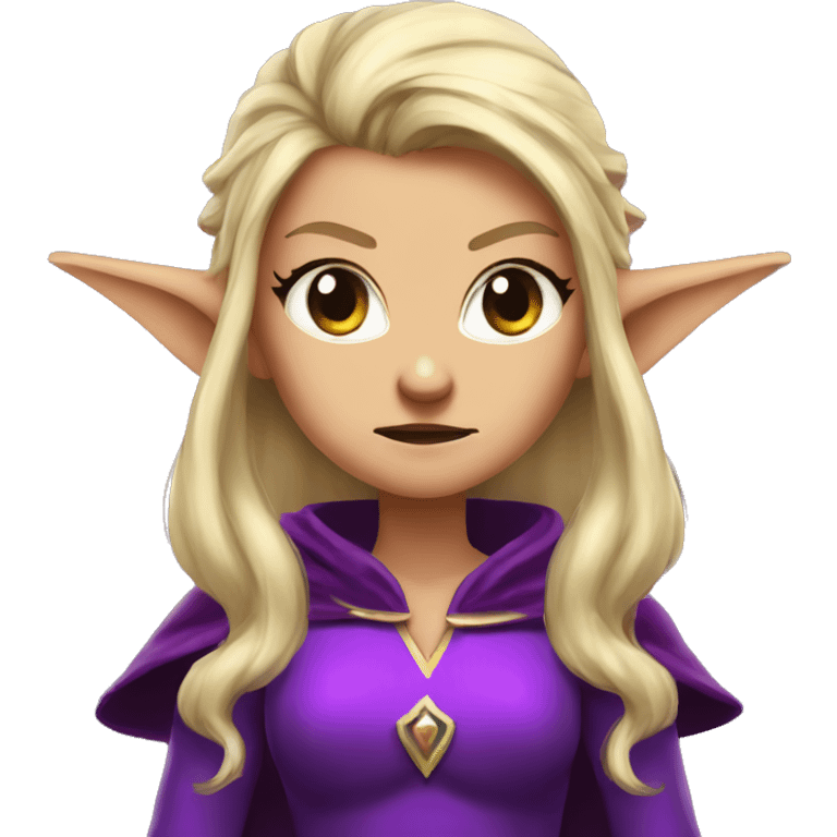 mad angry angry sad Noble female Elf with Elf ears and blonde hair and purple robes emoji