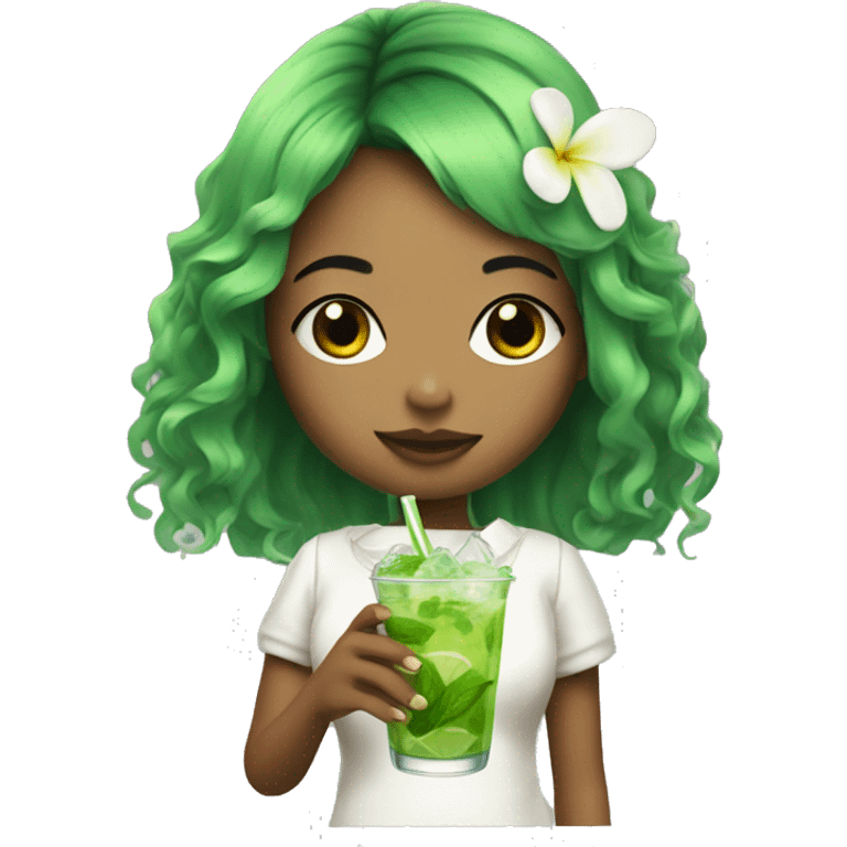 harajuku girl with mojito in her hand emoji