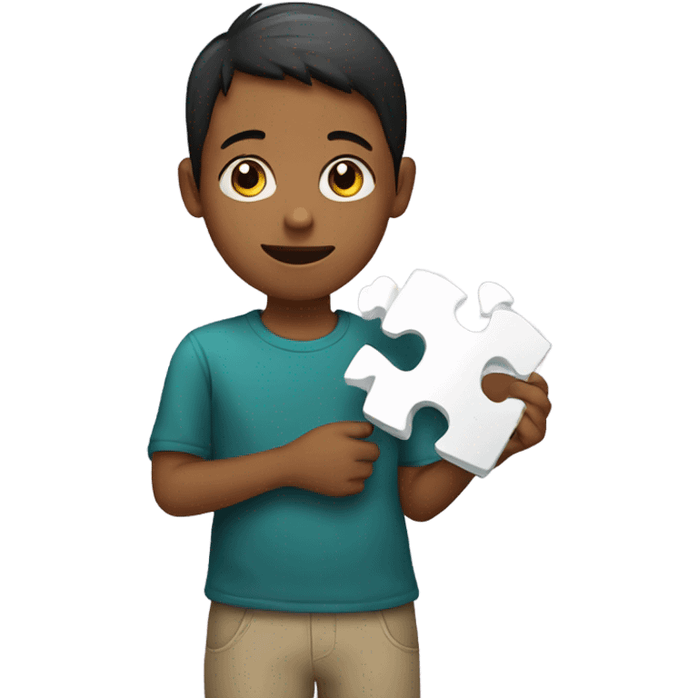 a child with a puzzle in his hands emoji