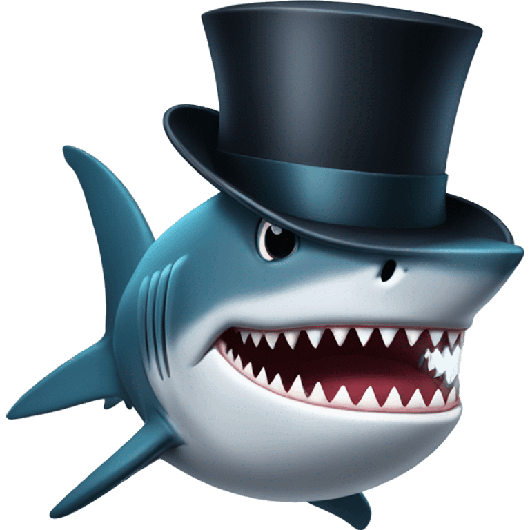 Shark with a top hat emoji