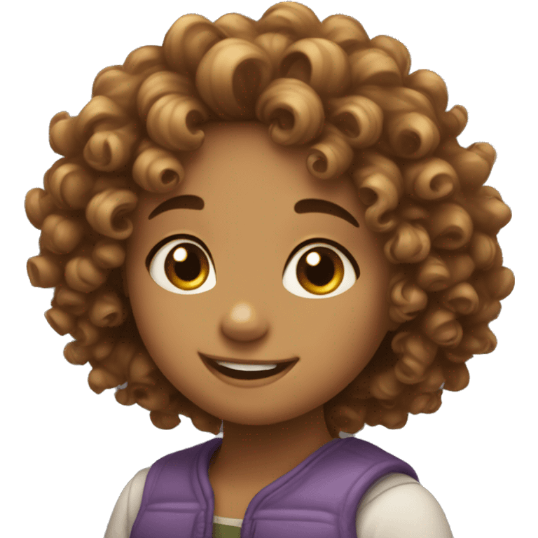 Cute Curly girl is very happy  emoji