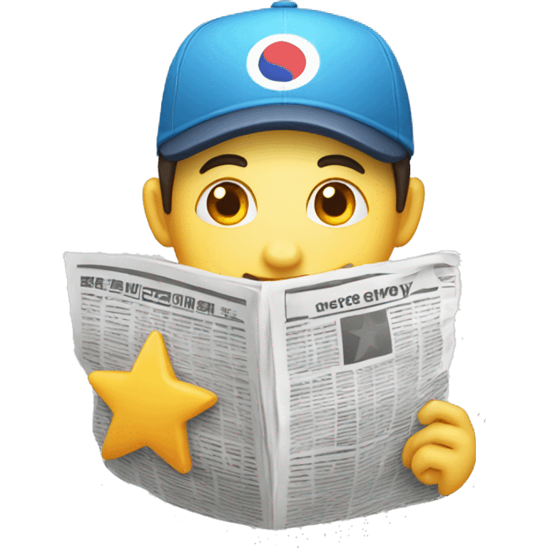 a star cartoon character holding a korean newspaper emoji