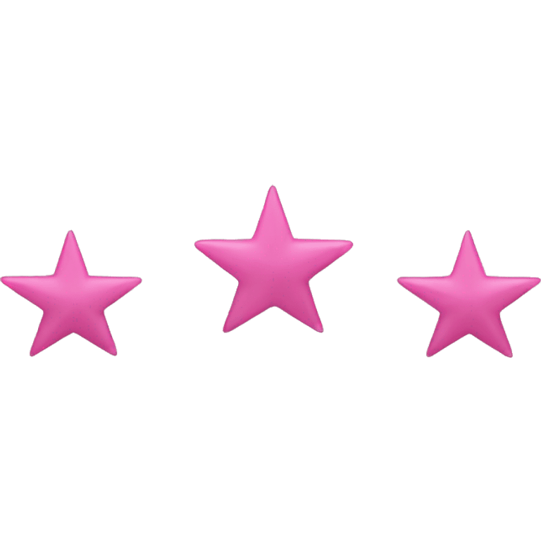 Three small pink , 4-pointed stars grouped together. The stars have a slightly elongated shape, giving them a twinkling effect. They vary in size, with the largest star in the center and two smaller stars on either side.  emoji