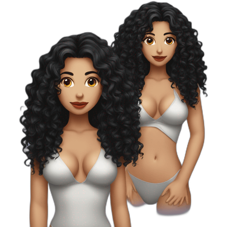 Sexy woman with long black curly hair emoji