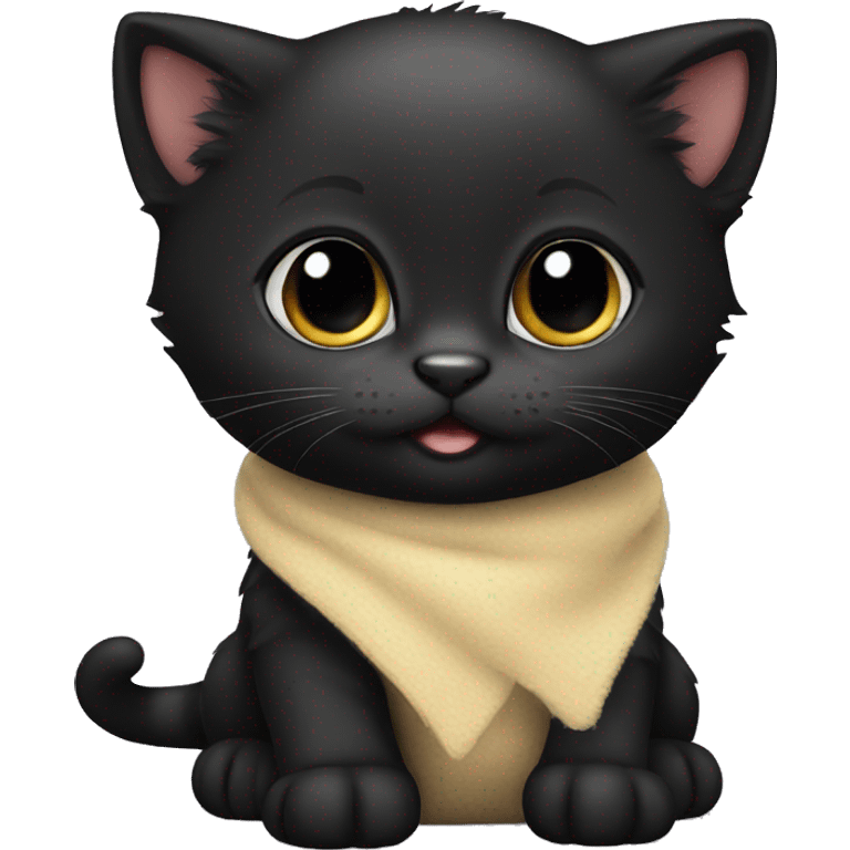 Cute baby black kitten emoji