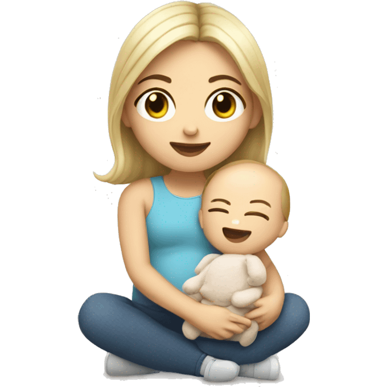 little white girl with baby son plushy emoji