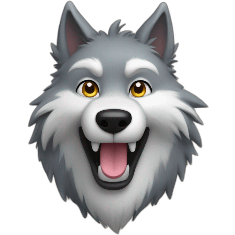 a furry anthropomorphic wolf saying hello emoji