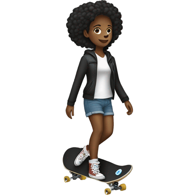 Black woman skateboarding wearing converse emoji