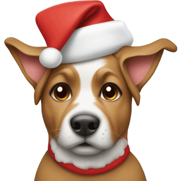 dog with a christmas hat emoji