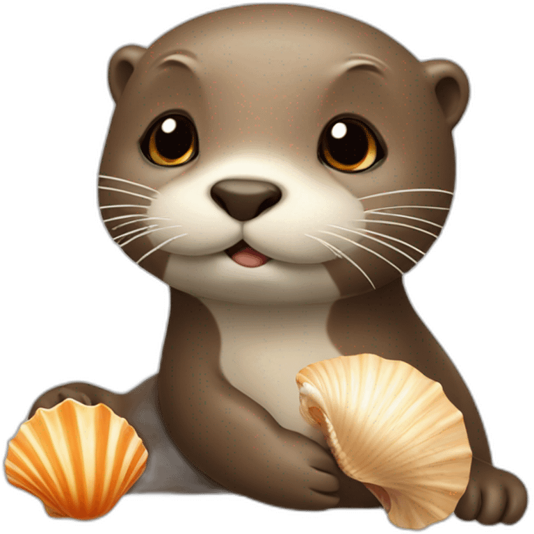 Otter with a seashell emoji