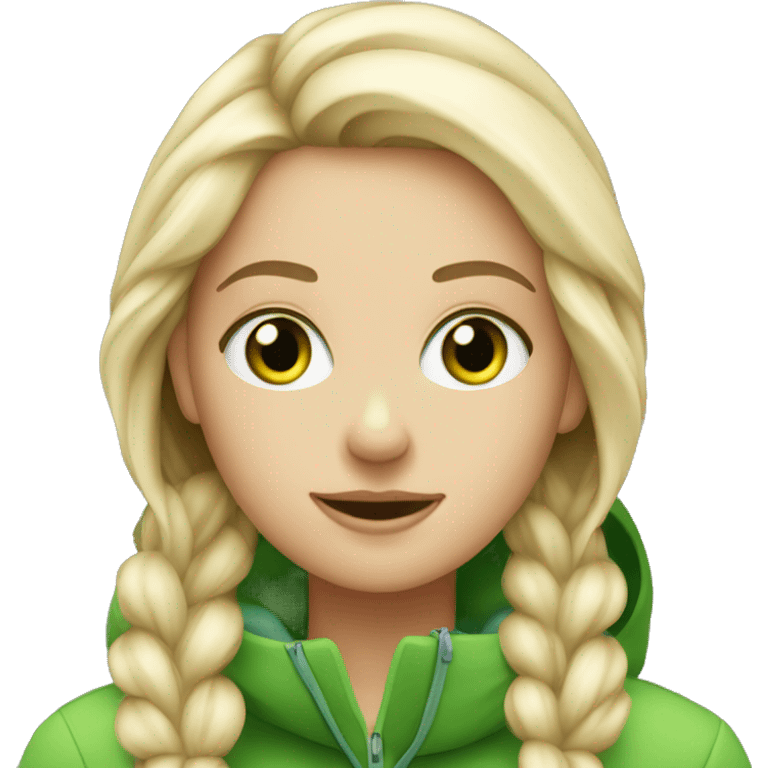 Blonde white girl with green eyes skiing  emoji