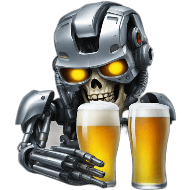 Terminator machine drinking beer emoji