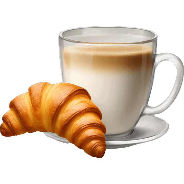 A glass of coffee with a croissant emoji