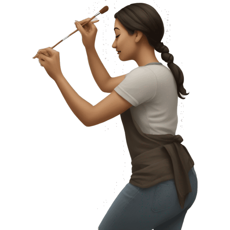 a woman painting on a canvas  emoji