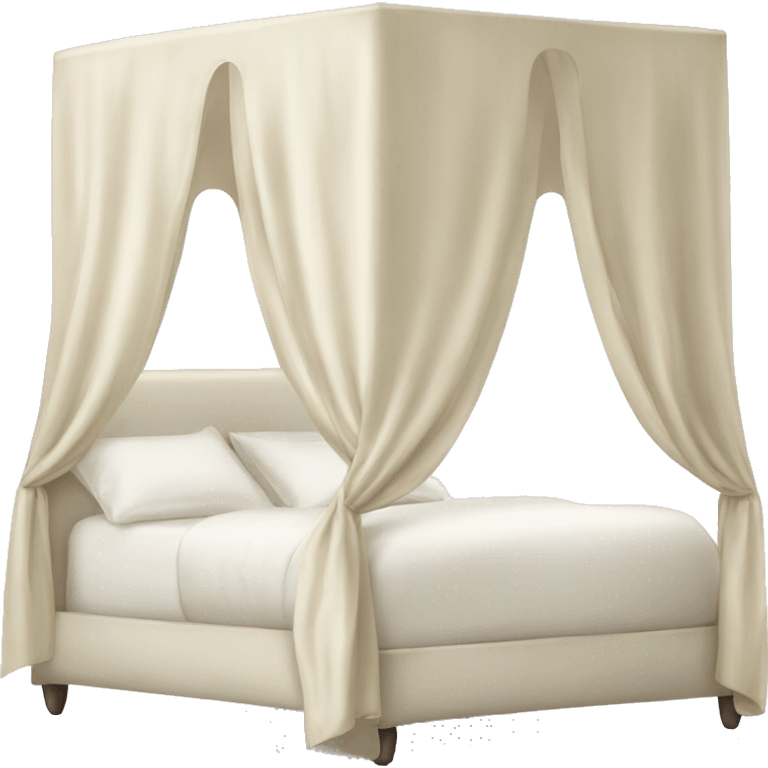 White cream silk canopy bed  emoji