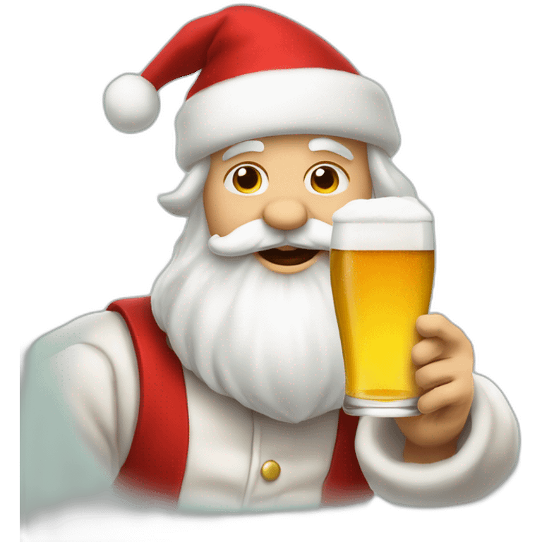 Père Noël qui offre un verre de bière à un enfant comme cadeau emoji