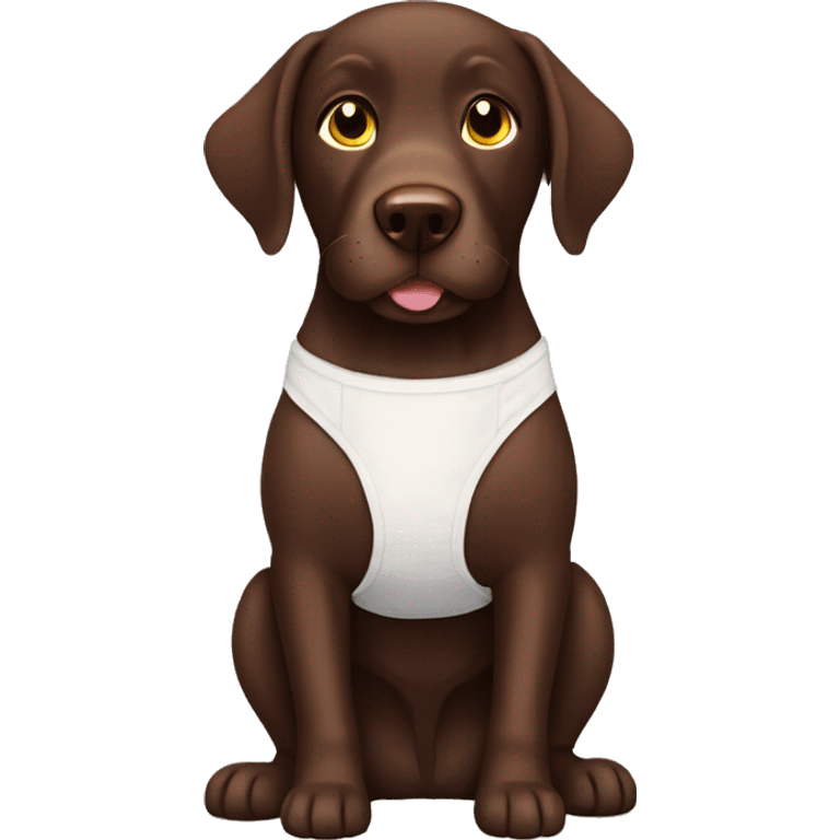 Chocolate lab wearing a diaper emoji