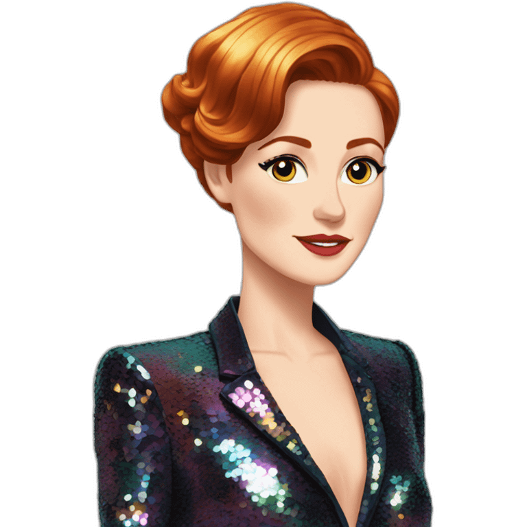 Audrey fleurot smooth hair multicolored sequined suit emoji