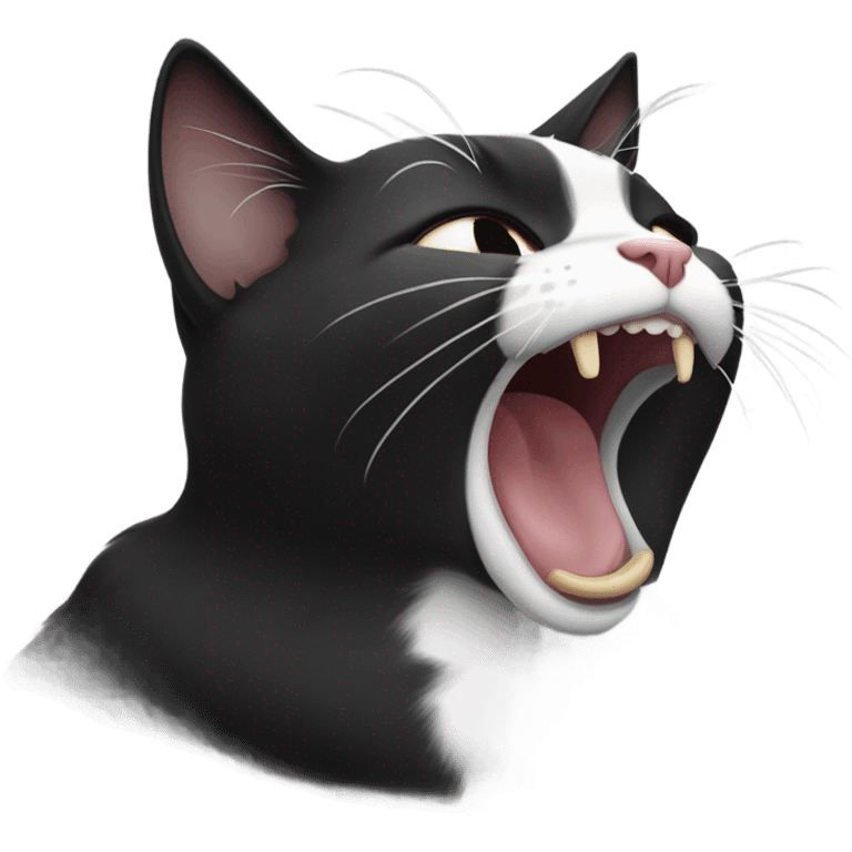 Black and white cat yawning emoji