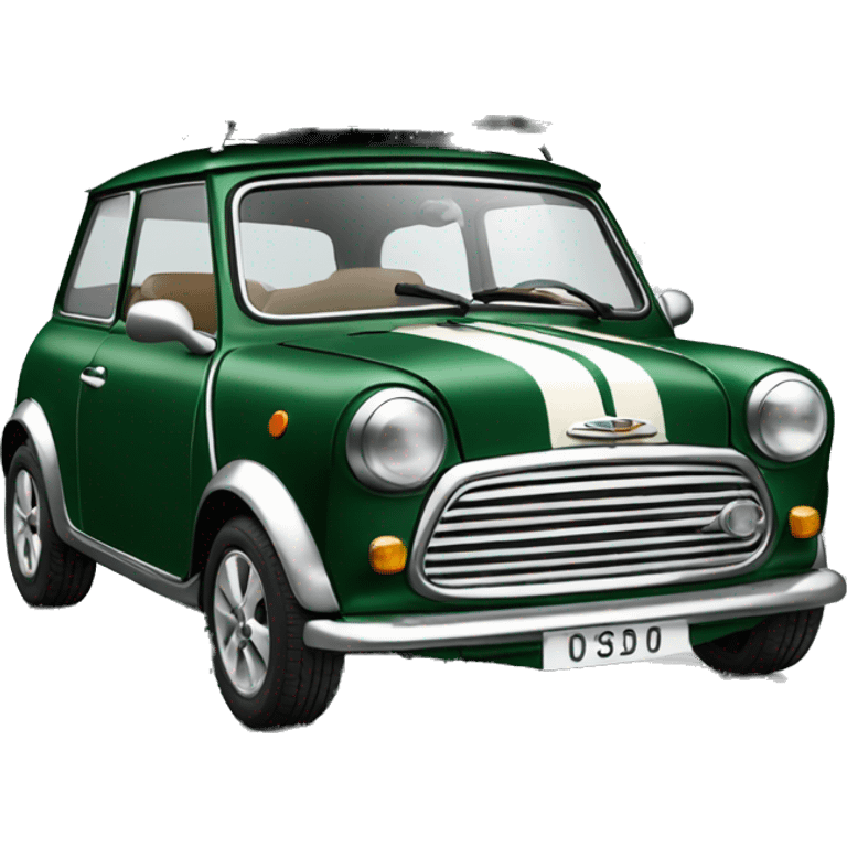 Coche mini verde oscuro con rayas blancas emoji