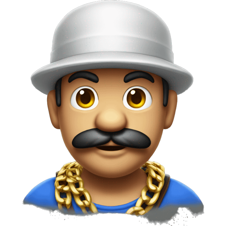 Mario with a gangster chain emoji