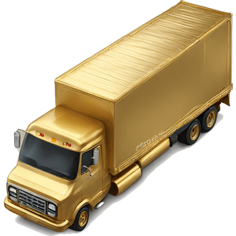 Side view of 1976 very very long 40 foot long mail delivery truck shaped like Princess Leia in gold outfit shaped truck emoji