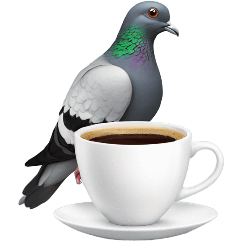 Pigeon drinking coffee emoji