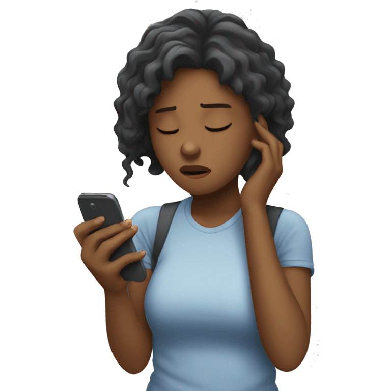 girl exhausted from being on her phone  emoji