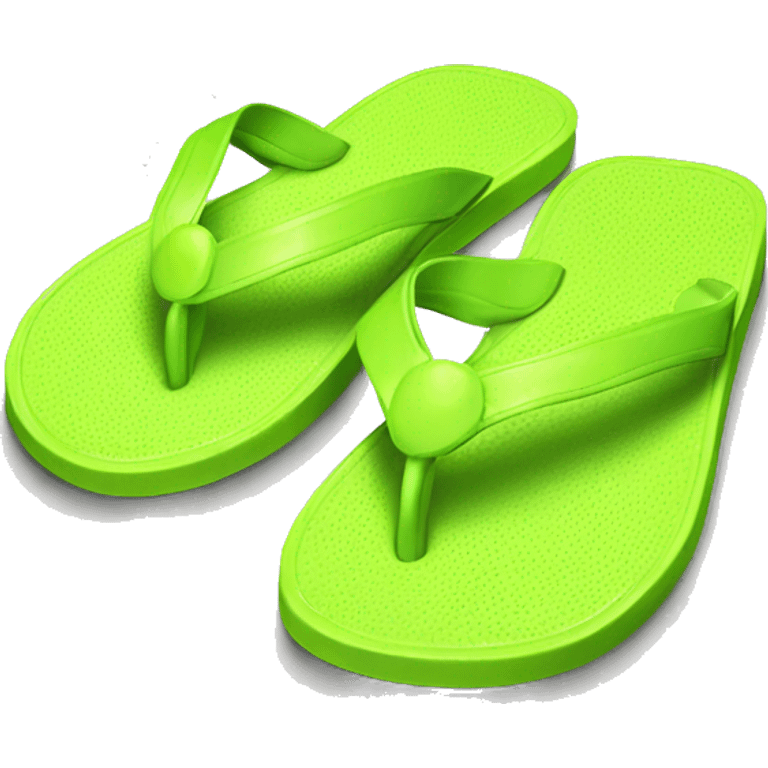 Realistic lime green pair of summer flip flops isolated. emoji