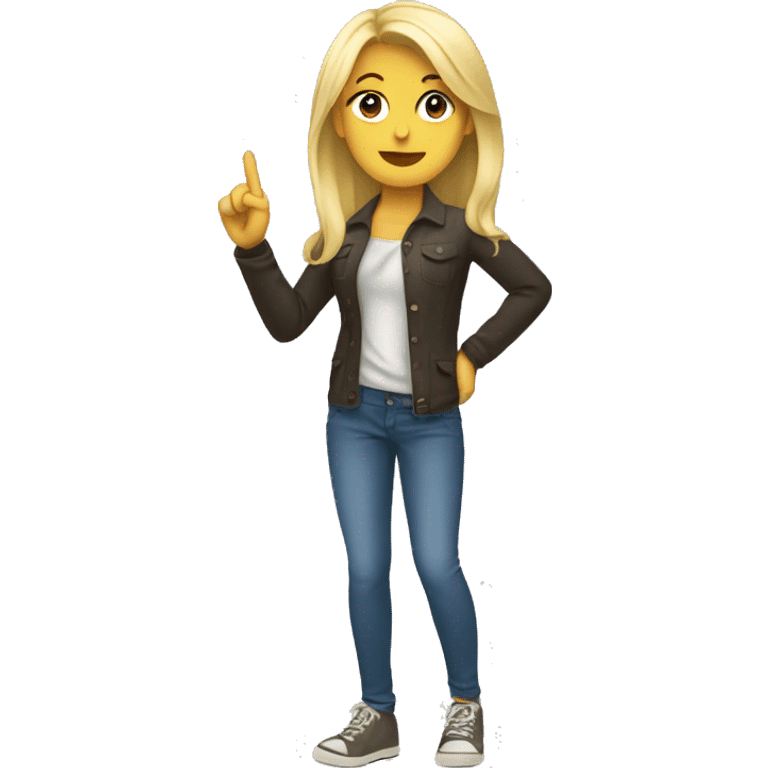 blonde girl pointing finger with body emoji