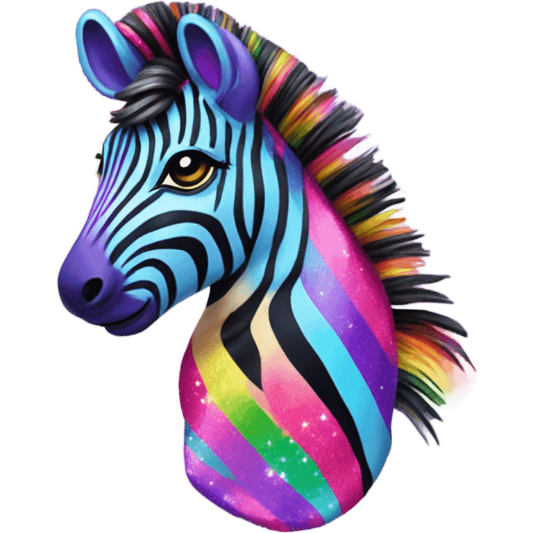 Lisa frank rainbow zebra with glitter purple stripes emoji