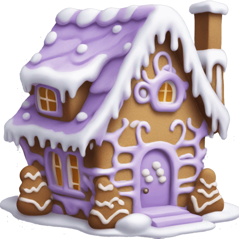 Cosy light purple gingerbread house  emoji