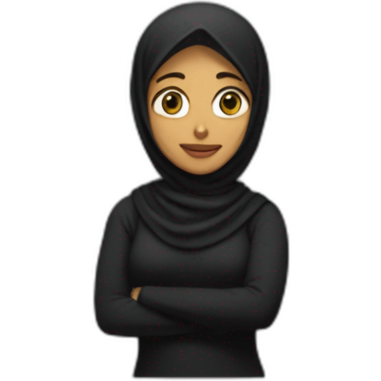 Character wamen wearing only black hujab without white icons emoji