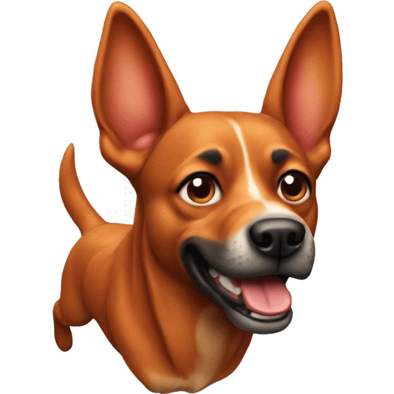 realistic solid red dog with pointed ears running emoji