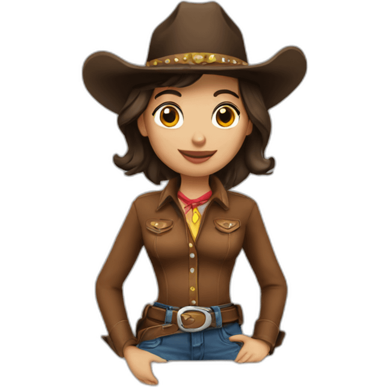 Brunette cowgirl emoji