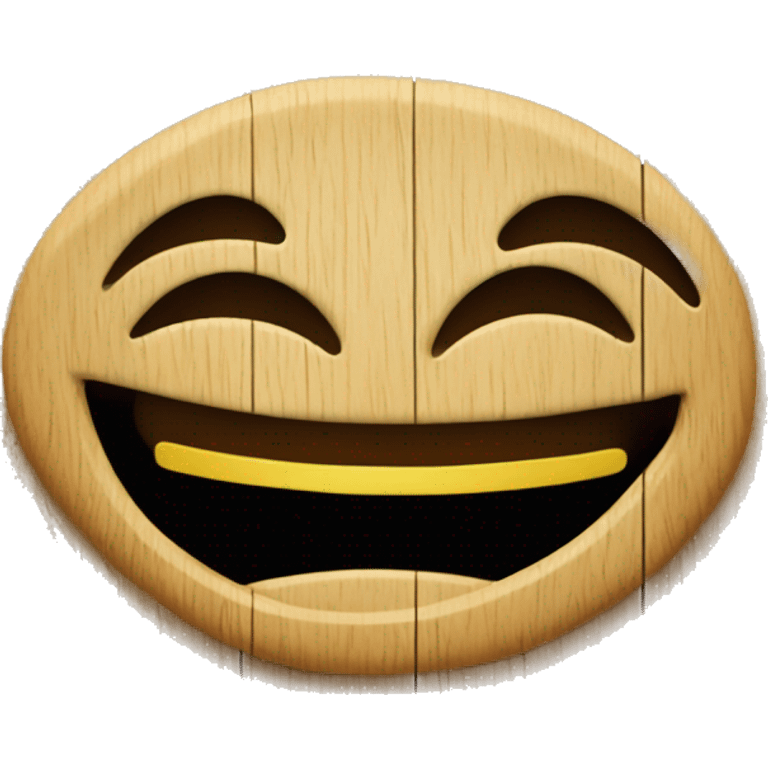 Smiley biding into wood emoji