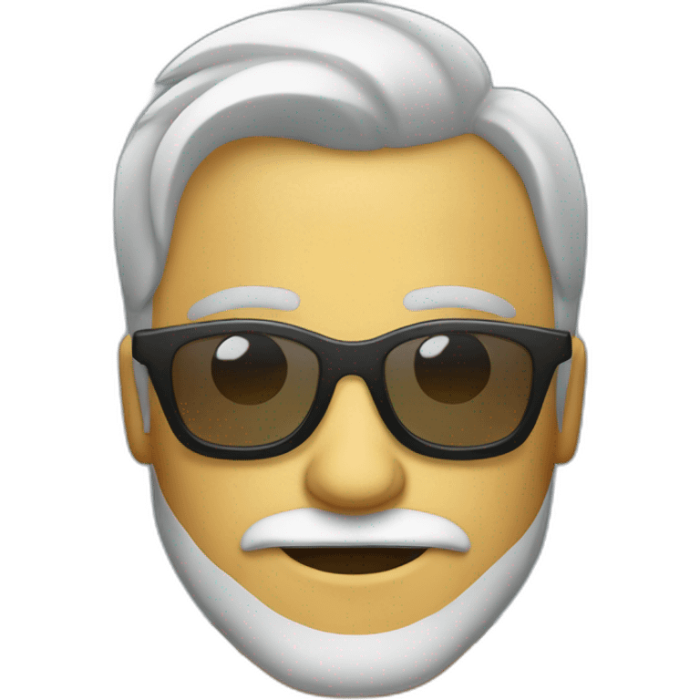 Hombre con pelo canoso y barba blanca con gafas de sol emoji