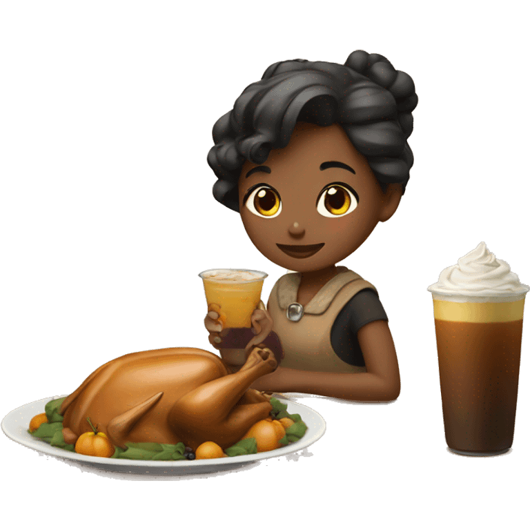 Thanksgiving girl with boba emoji