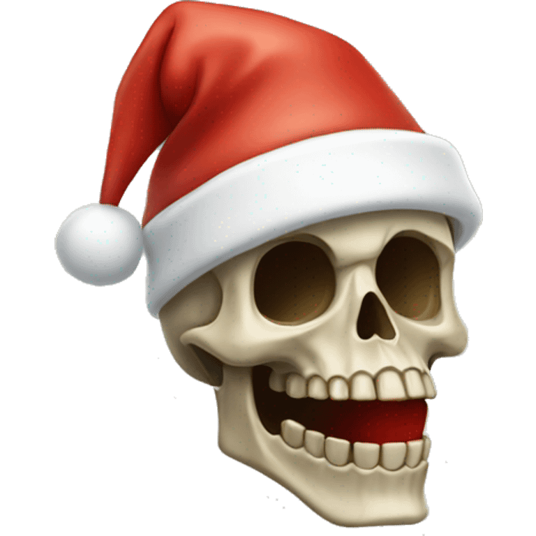 Skeleton with christmas hat emoji