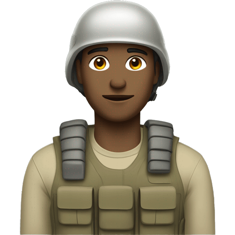 operator dressed in khaki color with a milatary helmet, without glasses, without headset, preferably male emoji