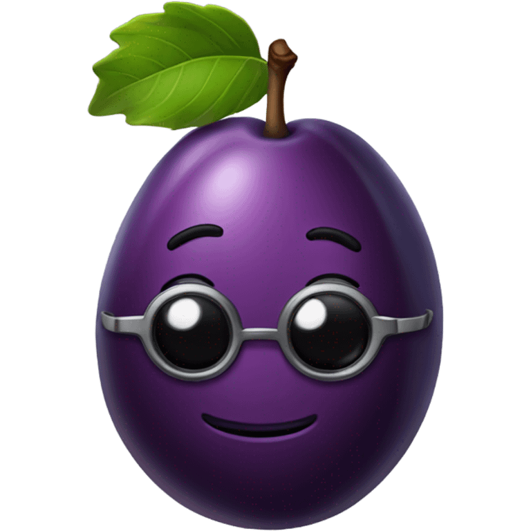 Plum that looks like butt and has glasses emoji